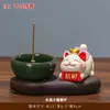 Difusor de piedra cruda de cristal natural, quemador de incienso Zen del gato de la fortuna, soporte para varillas de incienso, quemador de incienso de sándalo para decoración
