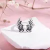 Anillo de Celebrante de Internet Trendy de Alas de Ángel Retro Desgastadas Estilo Coreano, Anillo de Dedo de Alas Ajustables de Apertura Distintivo para Mujer que Combina con Todo
