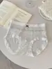 A062 Chica Luna Blanca Ropa Interior Suave para Mujer de Cintura Media Encaje Sexy Chica Pura Deseo Braguitas Amigable con la Piel