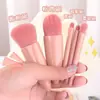 Kit de Pincéis de Maquiagem com Espelho, Pincel Multifuncional para Pó, Pincel para Blush Portátil em Caixa, Ferramentas de Beleza com Espelho em Caixa de 5 Peças