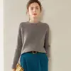 Suéter de cachemira cuello redondo mujer cachemira engrosado color liso suelto ajuste slim suéter tejido suéter básico manga larga