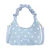 Bolsa de mão nuvem com estampa de bolinhas e design plissado, nova bolsa transversal de nicho 2026, design de moda coreana feminina bolsa bolinho