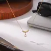 Colar com Pingente Geométrico de Zircônia de Aço Inoxidável Versátil de Luxo de Alta Qualidade Vendido em Massa Transfronteiriço Colar Banhado a Ouro 18K de Aço Titânio