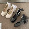 Sapatos de Couro Estilo Britânico com Pérolas para Mulheres, Estilo Fino de Verão, Adequados para Saias, Salto Grosso, Sapatos Mary Jane Retrô, Saltos Altos, Sapatos JK Japoneses
