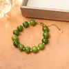Collar de Piedra Natural Redonda Color Verde Aguacate para Mujer, Lujo Ligero, Moda de Alta Gama, Conjunto de Collar y Pulsera de Ágata