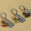 Sandalia del Año del Caballo Caballo Tallado en Sándalo Caballo Mecedora Colgante con Borla Encanto para Bolso Llavero del Caballo del Zodiaco con Cuerda Tejida