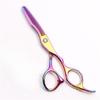 Tijeras de corte para cabello azul plateado, tijeras para adultos con dientes de platino, tijeras para cabello fino, flequillo plano dorado de 6 pulgadas con corte de cinta.