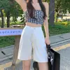 Shorts de Mezclilla Negros para Mujer, Estilo Delgado de Verano, Nuevo Modelo 2026, Cintura Alta, Corte Holgado, Adelgazante, Pierna Recta Ancha, Pantalones a la Rodilla