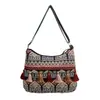 Bolso de mano con flecos estilo étnico bohemio 2026 Bolso cruzado vintage Mochila casual de gran capacidad para viajar