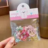 Elástico de Cabelo Infantil Prata com Laço e Anel de Polegar com Pérola, Corda de Cabelo Trançada Doce e Descolada, Faixa de Cabelo, Elástico