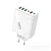 Carregador de Celular Estilo Mecha Europeu e Americano Transfronteiriço Multi-Porta 4 USB + 2C Cabeça de Carregamento Rápido 5V3A Cabeça de Carregamento Nitreto de Gálio