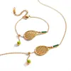 Jieding Aço Titânio Colorido Pingente de Raquete de Tênis com Gota de Óleo Colar Pulseira de Nicho Joias de Aço Inoxidável Feminino de Alta Qualidade