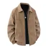 Chaqueta de cuero lisa de solapa estilo retro americano para hombre, prenda exterior holgada, moderna y sofisticada