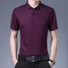 Camisa de Manga Corta para Hombre Nueva de Verano Color Sólido Delgada Elástica Cardigan Moda Trendy para Edad Media 1905
