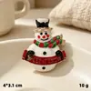 Broche de Corona Incrustado de Pedrería Decoración de Caja de Regalo Esmalte Muñeco de Nieve Navideño Accesorio para Suéter de Mujer Aleación Floral