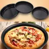 Forma de Pizza Redonda de 10 Polegadas Assadeira de Aço Carbono Bandeja para Assar Pizza adequada Bandeja de Pizza Preta Bandeja de Pizza