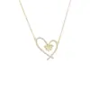 Corrente de clavícula elegante banhada a ouro real com zircônia microincrustada design de nicho feminino colar de laço colar de amor requintado