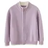 Chaqueta de cachemira a bloques de color de siete puntadas para otoño e invierno, cuello alto infantil, suave y acogedora, unisex, con cremallera, de color contrastante, cárdigan engrosado