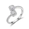 Anillo de Cobre y Circonita Transfronterizo para Mujer, Lujo de Gama Alta, Diseño de Hoja Geométrica con Diamantes Completos, Ajustable, Anillo Versátil para Dedo Índice