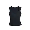 Regata feminina sem mangas, gola baixa, caimento justo, estilo minimalista e casual, colete de gola redonda, primavera 2026, top versátil