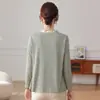 Conjunto de Primavera para Mamá, Top Estilo Dos Piezas, Suéter Elegante de Manga Larga Tejido para Mujeres de Mediana Edad, Blusa Fina con Retazos para Mujeres Mayores