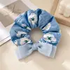 Refrescante Sal Marina Azul Floral Tela Flecos Lazo Coleta Suave Chica Viajera Goma para el Cabello Accesorio para el Cabello