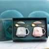 Taza Escandinava Personalizada Taza de Cerámica para Pareja con Tapa Taza para Agua Regalo para Evento de Apertura Set de Taza Creativa Caja de Regalo