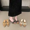 Sandalias Chuyuji de tacón grueso estilo francés sin cierres para mujer, adecuadas para uso exterior, nuevo modelo de verano 2026, elegantes y frescas para combinar con faldas