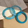 Pulsera Geométrica Redonda de Resina Arcoíris con Tono Nublado - Simple, Moderna, Versátil, Exquisita, Joyería de Alta Gama