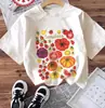 Camiseta Casual de Manga Corta con Cuello Redondo para Mujer con Vibrante Estampado de Tomate y Verduras, Cómoda y Fresca para el Verano