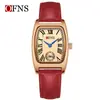 Ofns Comercio Exterior Wholesale Reloj de Mujer Forma de Barril Dos Manecillas Medio Cuarzo Resistente al Agua Números Romanos Reloj de Mujer Retro