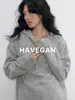 Con Jian HAVEGAN / Suéter de Punto con Capucha de Lana de Invierno con Media Cremallera para Mujer Top Suave Holgado