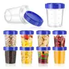 Contenedor de taza medidora para aderezo de ensalada transfronterizo nuevo taza medidora de plástico pp con tapa taza de frutas de 120 ml suministros de refrigerador de cocina