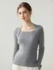 Nuevo Suéter de Cachemir Otoño/Invierno 2026 Cuello Cuadrado Elegante Suéter Base de Cachemir Top Elegante de Corte Ajustado para Mujer