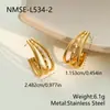 Set de aretes de acero inoxidable chapado en oro, doble aro trenzado en forma de C, transfronterizo para mujer, aretes versátiles simples de estilo vintage para el día a día, venta al por mayor