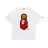 Camiseta de moda casual de algodón puro con estampado de letras de marca de estilo japonés y cabeza de simio, manga corta para pareja, estilo versátil