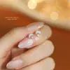 Pendientes de Plata de Ley S999 de Hongo Mini Lindos para Mujer Microincrustados Diseño Simple de Nicho Pendientes sin Perforación