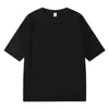 Estilo Nuevo de Verano 300g Algodón Puro Peinado Hilo Doble Hombro Caído Manga Corta Casual Cómodo Versátil Color Sólido Camiseta Superior para Hombre