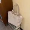 Bolsa Tote de Lona Listrada Feminina Grande Capacidade Ombro Único para o Dia a Dia Simples Versátil Nova Bolsa de Lona 2026