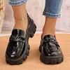 Zapatos de Mujer Negros, Zapatos Casuales Antideslizantes, Zapatos de Cuero de Primavera, Zapatos de Moda para Mujer que Aumentan la Altura, Mocasines de Plataforma de Suela Gruesa, Modernos