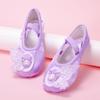 Novos Sapatos de Dança Infantis Sola Macia Sapatos de Prática Cetim Roxo Sapatos de Dança Fofos Sapatos de Ballet Garra de Gato 8135