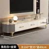 Juego de mesa de centro y mueble de TV de losa de roca de lujo ligero, diseño simple para sala de estar, forma ovalada, moderno, adecuado para apartamentos pequeños
