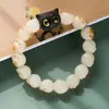 Popular Pulsera de Pata de Gato Frita en Carbono de Jade Blanco Natural Bodhi para Mujer, Estilo de Alta Gama, Cuentas de Oración Budistas, En Stock al por Mayor