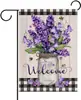Bandera Decorativa de Jardín Nueva Primavera y Verano 2024, Doble Cara, Estampado Floral, Lino, Anti-Manchas, Bandera de Jardín Exterior