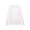 Camiseta Térmica de Cuello Redondo con Parches de Encaje para Mujer, Nueva Camiseta de Manga Larga Estilo Francés Otoño/Invierno 2025