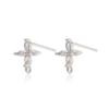 Nuevos pendientes de aguja de plata 925 con incrustaciones de circonitas, colgante de flor de cuatro hojas, accesorios para pendientes DIY, fabricantes al por mayor