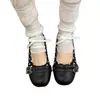 Zapatos Mary Jane estilo francés para mujer, colección otoño 2026, nuevos planos de punta poco profunda con doble hebilla, versátiles bailarinas de tacón bajo para ir al trabajo