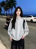 Sudadera de Patchwork con Bloques de Color, Media Cremallera y Cuello Alto, Estilo Callejero Individualista de Hong Kong, Otoño Invierno, Top Casual Versátil, ins