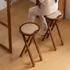Banqueta Redonda Dobrável, Banqueta de Jantar para Casa, Banqueta Mazar para Sala de Estar, Banqueta Alta para Adulto, Banqueta de Bar, Banco Pequeno Portátil para Exterior