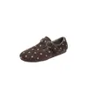 Zapatillas tipo mule de lunares estilo francés, forradas de polar para mujer, casual otoño/invierno 2026, cómodas, sin cordones, de suela plana, de algodón